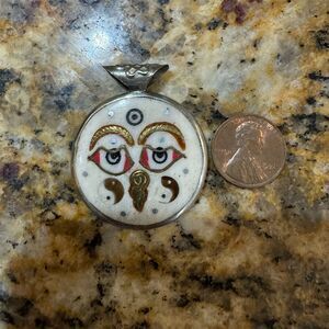 Tibetan Buddha Eyes Double-Sided Pendant Necklace Spiritual Jewelry